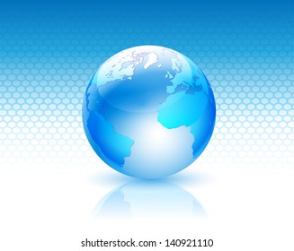 Illustration globe design on a blue background. Vector.