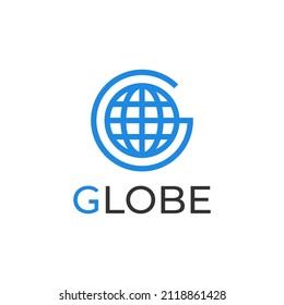 Illustration Globe earth planet line logo vector with letter G symbol