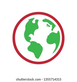 illustration globe flat icon green color