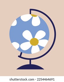 Illustration With Globe Flowers Daisy