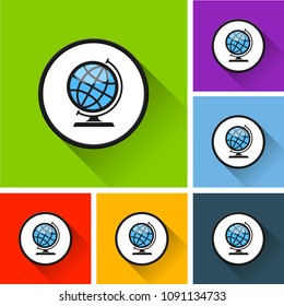 Illustration of globe icons with long shadow