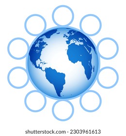 Illustration of the globe with infographic elements. Elements of this image furnished by NASA
