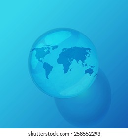 illustration of globe inside water drop on abstract background