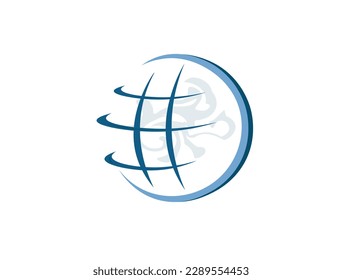 Ilustración del diseño del logotipo del globo terráqueo aislado en fondo blanco. Dibujo ilustrativo del logotipo del globo con fondo aislado