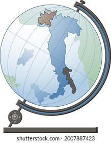 Illustration eines Globus mit einer Karte Italiens