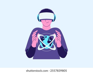 Illustration of an Globe Metaverse Virtual Reality