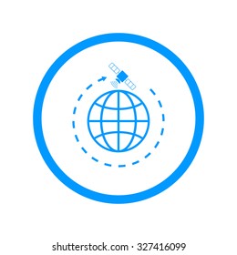 Illustration of globe symbol and satellites. EPS