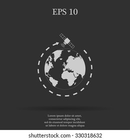 Illustration of globe symbol and satellites. EPS