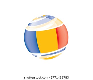 Illustration of globe wrapped in Chadian flag patterns with subtle shadowing