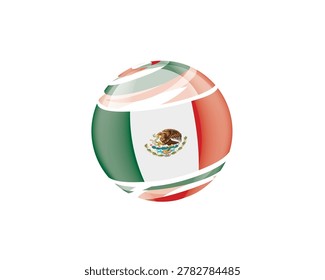 Illustration of globe wrapped in Mexican flag patterns with subtle shadowing