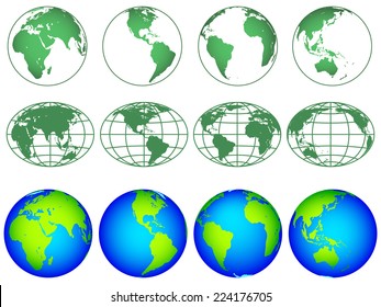 Illustration of the globes hemisphere icon collection. Elements of this image furnished by NASA 