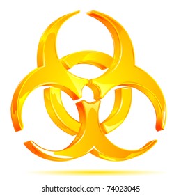illustration of glossy biohazard symbol on white background