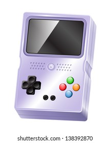 Illustration of a glossy portable handheld gaming device. Eps 10 Vector.