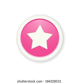 the illustration of glossy radio button with star pictogram / The star icon / the rating icon
