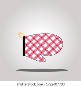 Illustration of gloves with a red stripe pattern. Vector illustration for kitchen cookware. Gloves are used to process food to keep it clean.