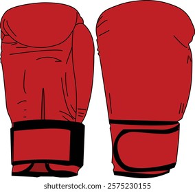 the illustration of the gloves for sport called boxing red and black color