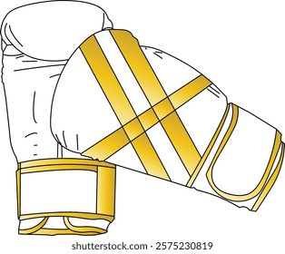 the illustration of the gloves for sport called boxing in white and gold color