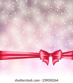 Illustration glowing background with gift bow ribbon - vector