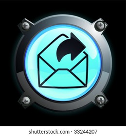 Illustration of a Glowing Blue Arrow Emerging From an Envelope Button