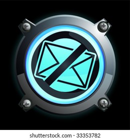 Illustration of a glowing blue restricted envelope button