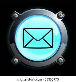 Illustration of a glowing blue sealed envelope button