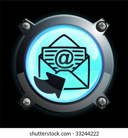 Illustration of a glowing blue sending Email button