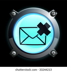 Illustration of a glowing blue X envelope button