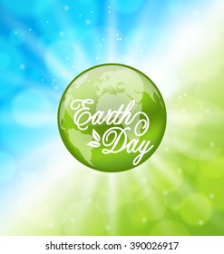 Illustration Glowing Bright Background for Earth Day Holiday with Planet - Vector