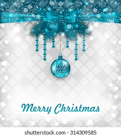 Illustration Glowing Celebration Background with Christmas Traditional Elements - vector