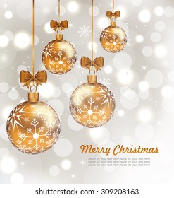 Illustration Glowing Celebration Card with set Christmas balls - Vector