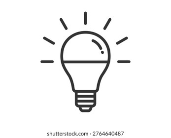 Illustration of a glowing LED light bulb icon (line drawing)