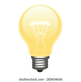 Illustration of the glowing light bulb on white background