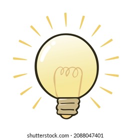 Illustration of a glowing light bulb. Vector illustration on white background.