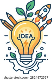 Illustration glowing light bulb
