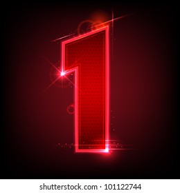 illustration of glowing number one on abstract background