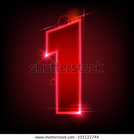 illustration of glowing number one on abstract background