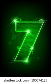 Illustration Of Glowing Number Seven On Abstract Background