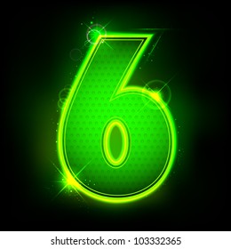 illustration of glowing number six on abstract background