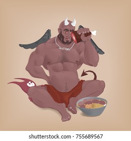 illustration of gluttony man