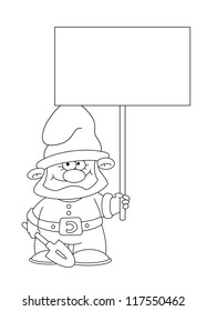 illustration of a gnome with blank sign outlined