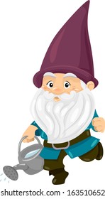 Illustration of a Gnome Carrying a Water Can Full of Water