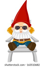Illustration of a Gnome Sitting Comfortably on a Reclining Chair