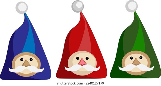 illustration of gnomes, Santa Claus with space for text, invitations, greetings, label