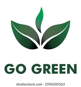 illustration of go green with leaf. go green icon. eco friendly logo