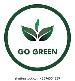 illustration of go green with leaf on circle. go green icon.
