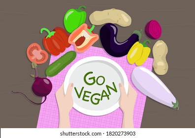 Illustration Go Vegan for your website or brochure.