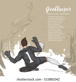 illustration of goalkeeper. goalkeeper background. drawing vector. 