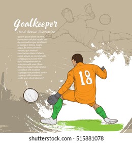 illustration of goalkeeper. goalkeeper background. drawing vector. 