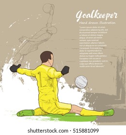 illustration of goalkeeper. goalkeeper background. drawing vector. 