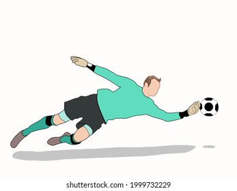 illustration of a goalkeeper.  Vector depiction of the goalkeeper wanting to catch the ball.